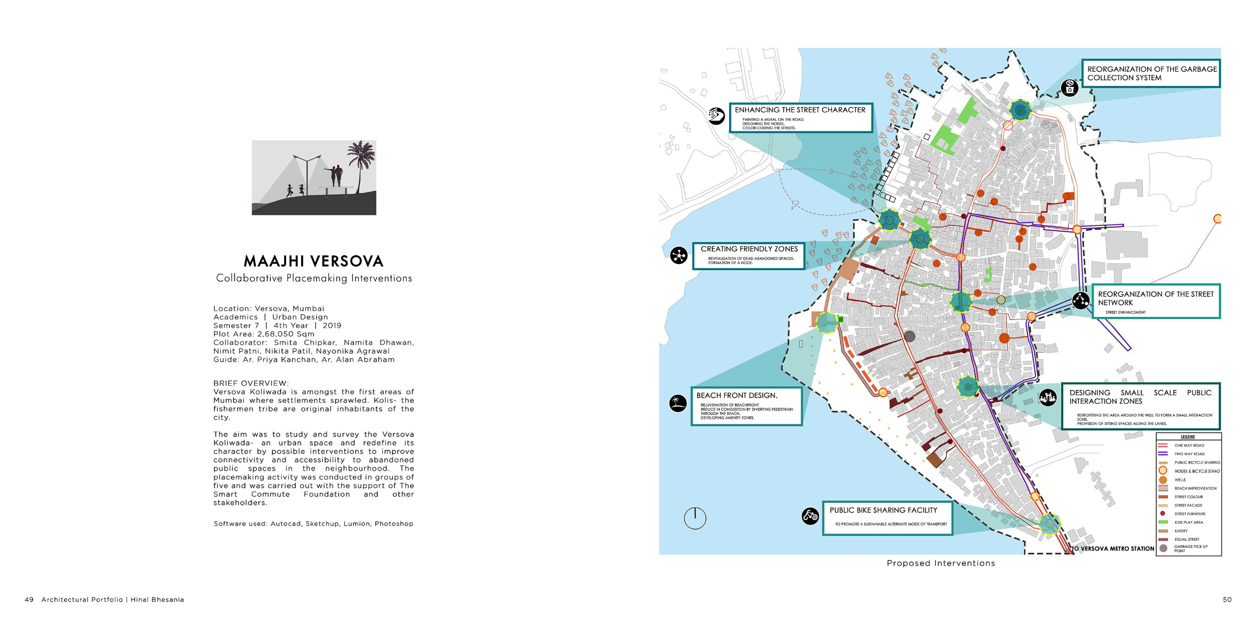 Collaborative placemaking project focused on improving the Versova Koliwada neighborhood. The proposal includes street reorganization, public space activation, and eco-friendly mobility solutions to enhance community life.